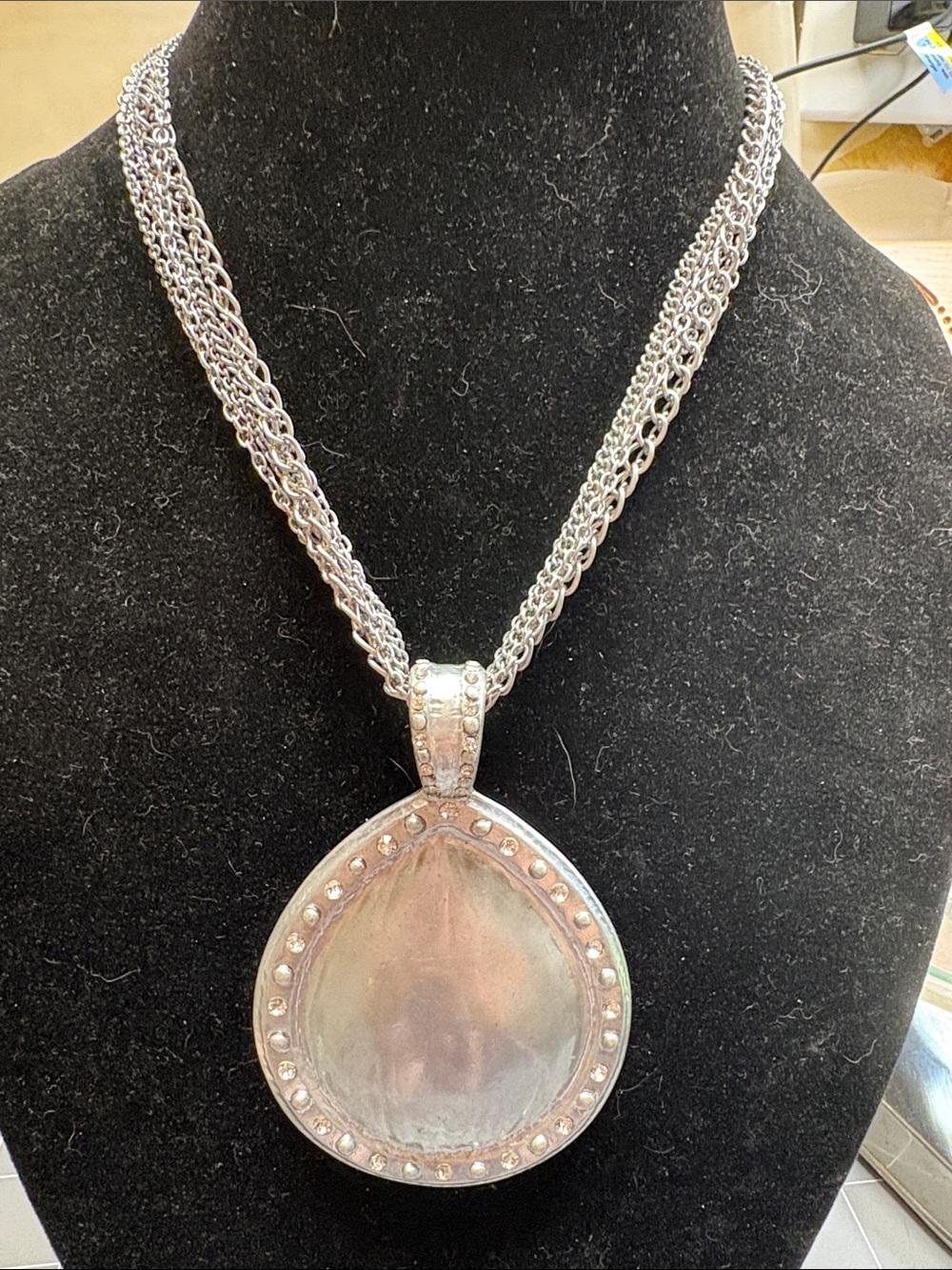 Chico’s Silvertone Teardrop Pendant Necklace - Silver